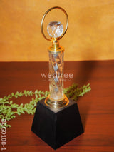 Crystal & Metal Trophy With Wooden Stand - Bcg0188 Branding