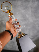 Crystal & Metal Trophy With Wooden Stand - Bcg0188 Branding