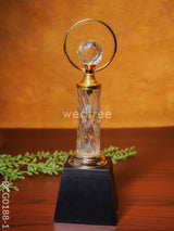 Crystal & Metal Trophy With Wooden Stand - Bcg0188 Branding