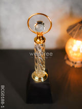 Crystal & Metal Trophy With Wooden Stand - Bcg0188 Branding