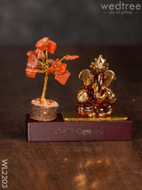 Crystal Stone Tree With Ganesha Idol - Wl2203 Glass Decor