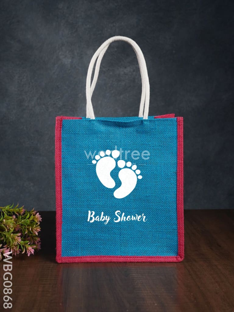 Customizable Baby Shower Jute Bag - 10 Inch Wbg0868 Bags