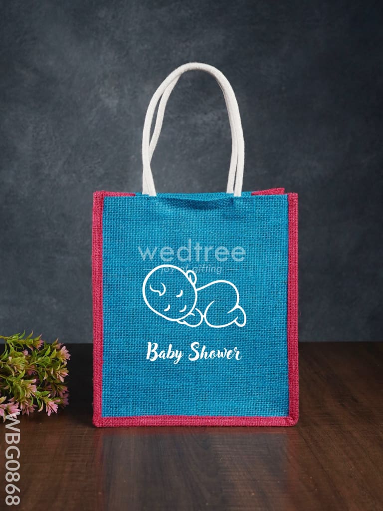 Customizable Baby Shower Jute Bag - 10 Inch Wbg0868 Bags