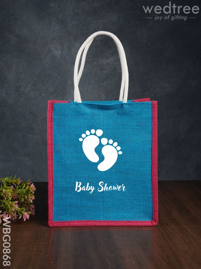 Customizable Baby Shower Jute Bag - 10 Inch Wbg0868 Bags