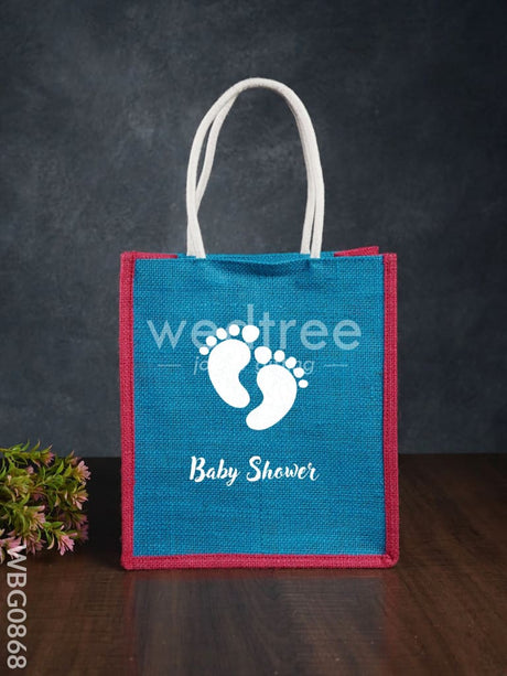 Customizable Baby Shower Jute Bag - 10 Inch Wbg0868 Bags