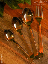 Cutlery Set (Table Spoon Dessert Spoon Teaspoon And Fork) - Gold (Set Of 24 Pieces) Wl0347 Dining