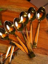 Cutlery Set (Table Spoon Dessert Spoon Teaspoon And Fork) - Gold (Set Of 24 Pieces) Wl0347 Dining