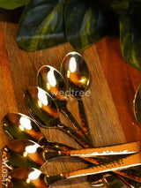 Cutlery Set (Table Spoon Dessert Spoon Teaspoon And Fork) - Gold (Set Of 24 Pieces) Wl0347 Dining