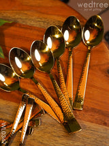 Cutlery Set (Table Spoon Dessert Spoon Teaspoon And Fork) - Gold (Set Of 24 Pieces) Wl0347 Dining