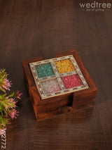 Dark Wood Gemstone Coaster- Set Of 4 - W2772 Dining Essentials