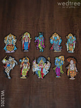 Dasavatharam Fridge Magnet Set - Wl3201 Wooden Decor