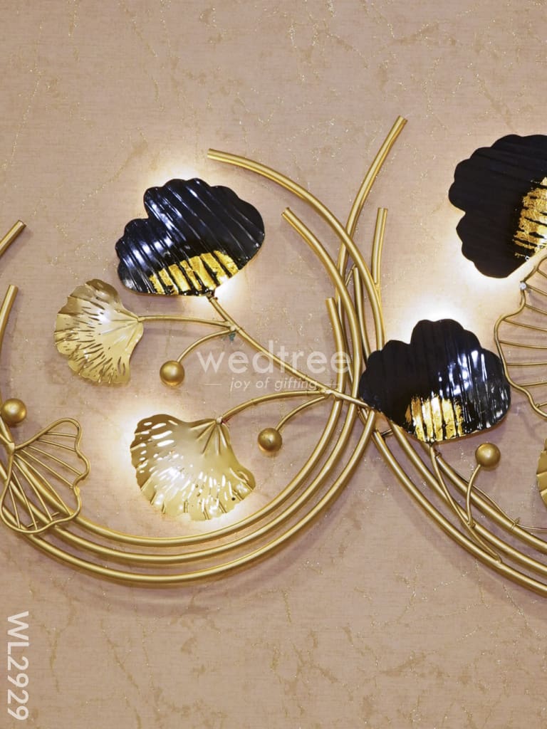 Décor Wall Hanging - Ginkgo Leaves In Ring Wl2929 Metal Decor