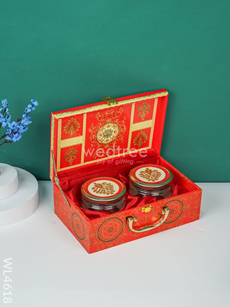 Decorative 2 Jar Dry Fruit Box - Red Wl4618