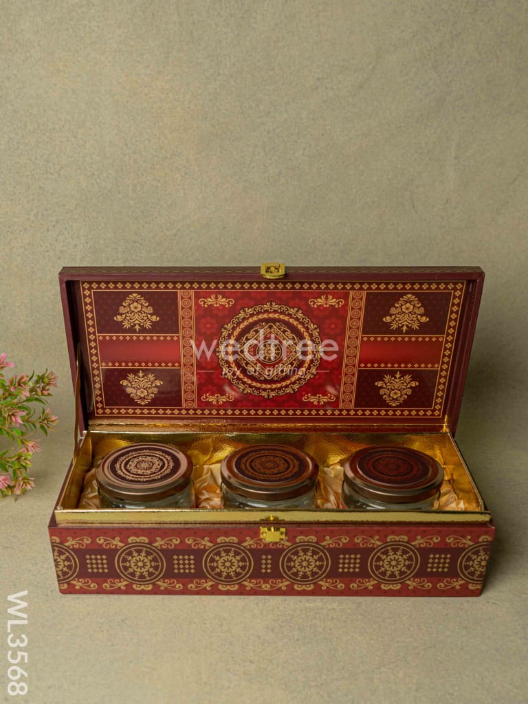 Decorative 3 Jar Dry Fruit Box - Wl3568