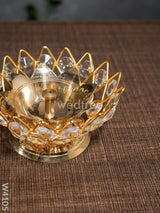 Decorative Bowl Shaped Crystal And Brass Flower Diya - W4105 Gifts