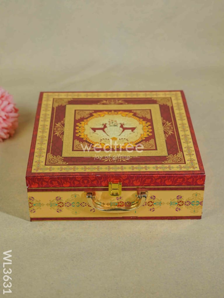 Decorative Deer Designed 4 Jar Dry Fruit Box - Wl3631