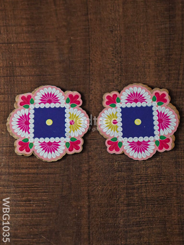 Decorative Diya Coaster - Set Of 2 Wbg1035 Pooja Utilities