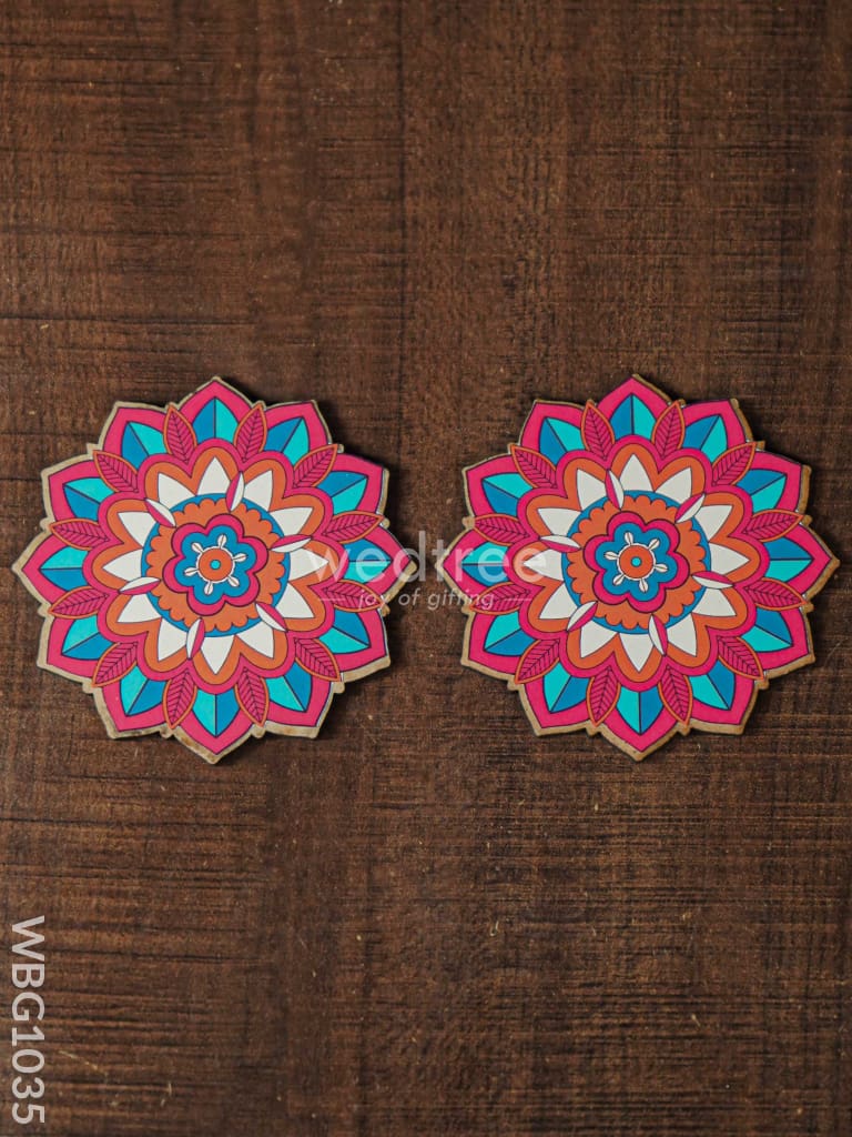 Decorative Diya Coaster - Set Of 2 Wbg1035 Pooja Utilities