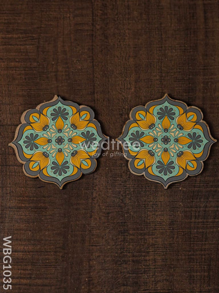 Decorative Diya Coaster - Set Of 2 Wbg1035 Pooja Utilities