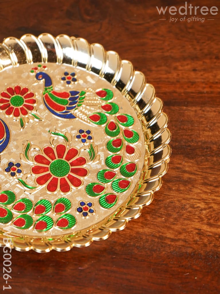 Decorative Double Peacock Designed Fiber Plastic Plate - Wbg0026 Trays & Plates