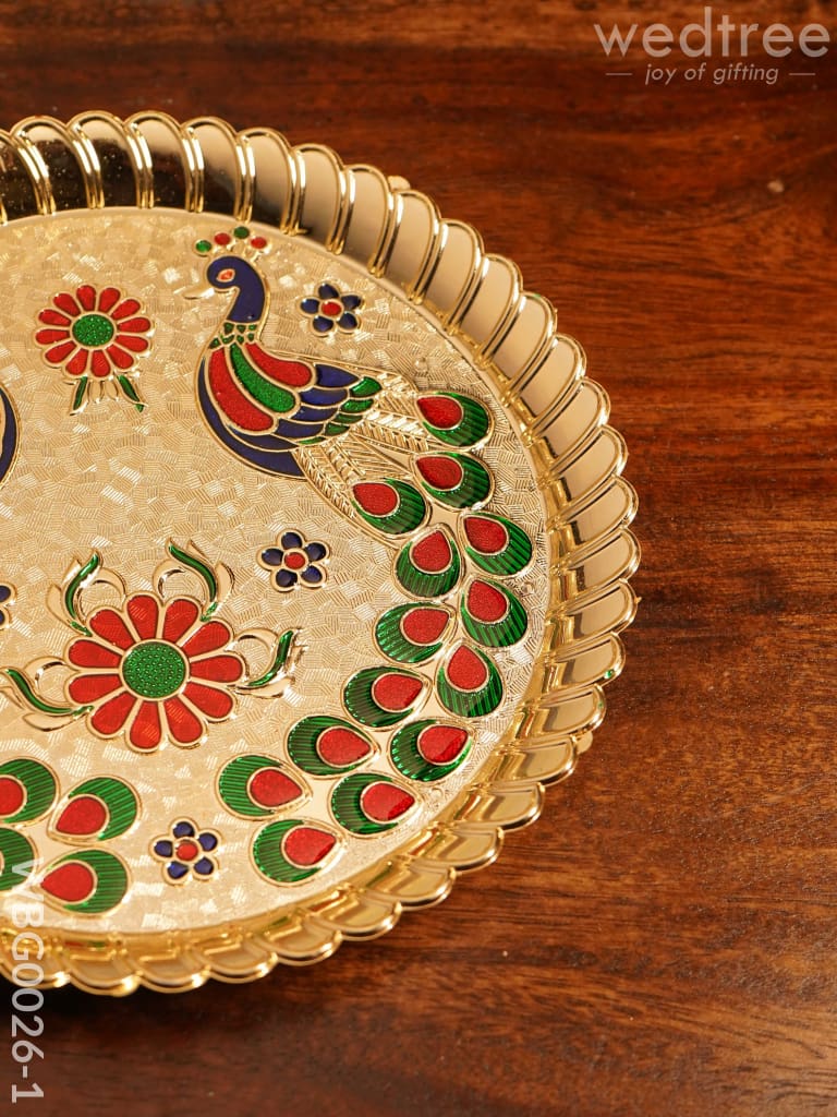 Decorative Double Peacock Designed Fiber Plastic Plate - Wbg0026 Trays & Plates