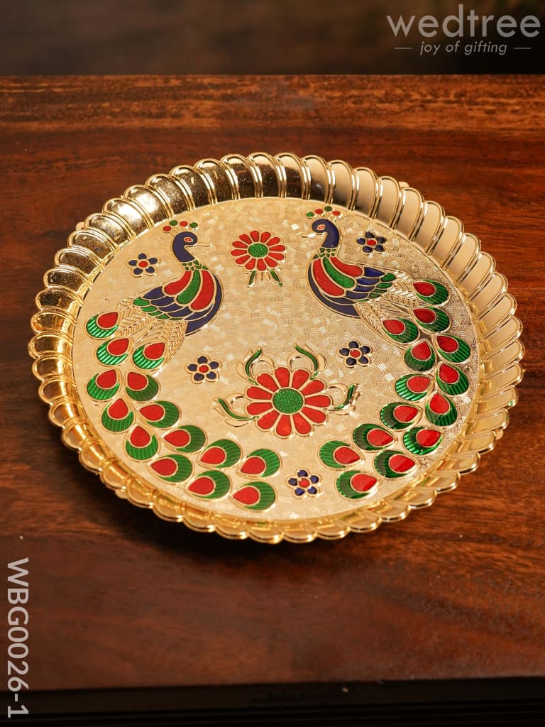 Decorative Double Peacock Designed Fiber Plastic Plate - Wbg0026 Trays & Plates