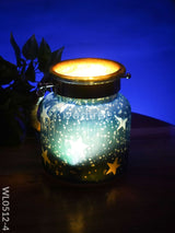 Decorative Glass Jar T-Light Holder - Wl0512 Blue Candles And Votives