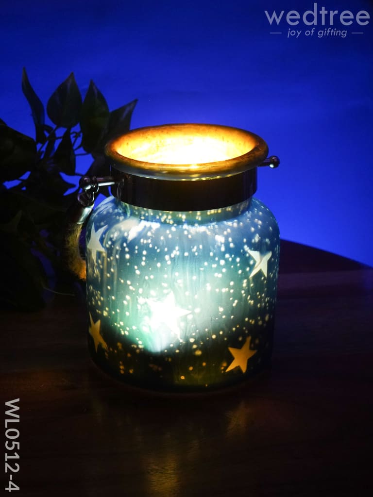 Decorative Glass Jar T-Light Holder - Wl0512 Blue Candles And Votives