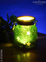 Decorative Glass Jar T-Light Holder - Wl0512 Green Candles And Votives