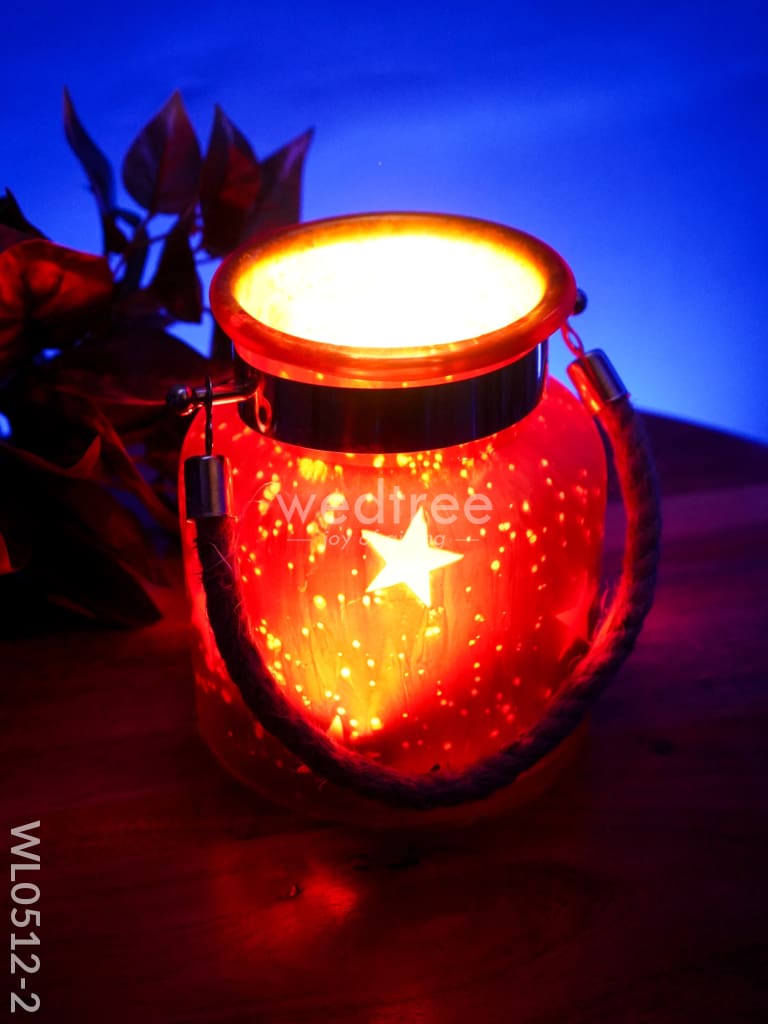 Decorative Glass Jar T-Light Holder - Wl0512 Red Candles And Votives