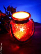 Decorative Glass Jar T-Light Holder - Wl0512 Red Candles And Votives