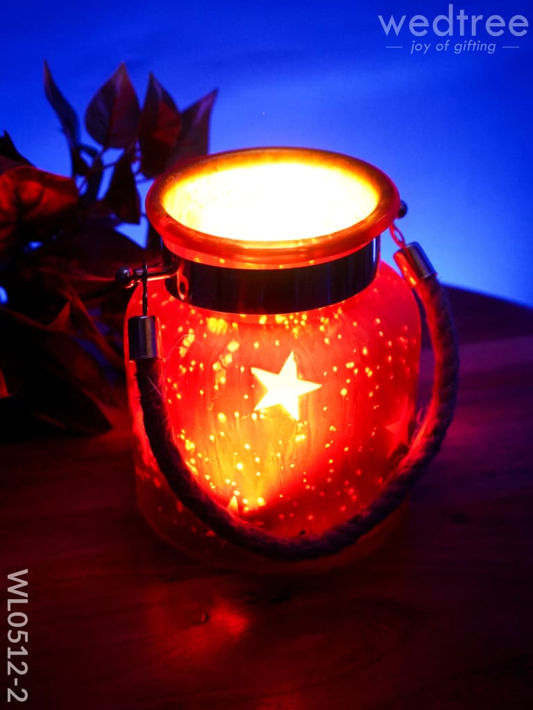 Decorative Glass Jar T-Light Holder - Wl0512 Red Candles And Votives