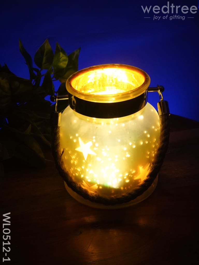 Decorative Glass Jar T-Light Holder - Wl0512 White Candles And Votives