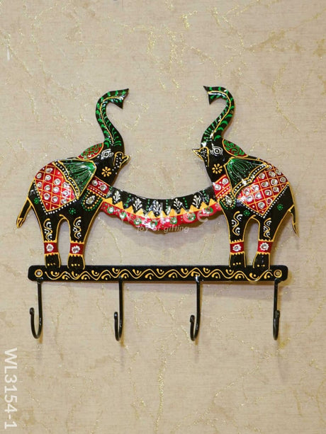 Decorative Key Hanger - Elephant Wl3154 Black Metal Decor Hanging