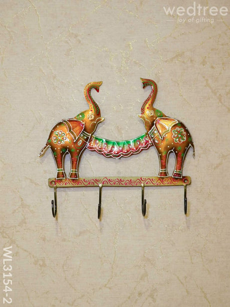 Decorative Key Hanger - Elephant Wl3154 Yellow Metal Decor Hanging