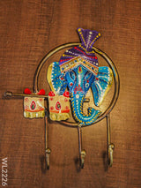 Decorative Key Hanger - Ganesha Playing Flute Wl2226 Metal Decor Hanging