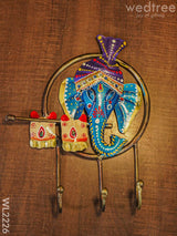 Decorative Key Hanger - Ganesha Playing Flute Wl2226 Metal Decor Hanging