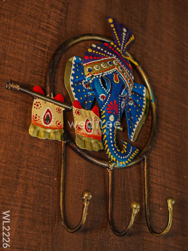 Decorative Key Hanger - Ganesha Playing Flute Wl2226 Metal Decor Hanging