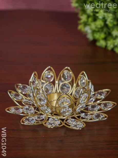 Decorative Lotus Shaped Crystal T Light Holder - Wbg1049 Candles And Votives