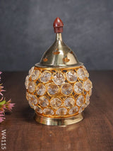 Decorative Matki Shaped Crystal And Brass Diya 2 Inch - W4115 Gifts