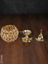 Decorative Matki Shaped Crystal And Brass Diya - W4112 Gifts