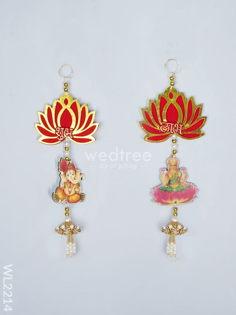 Decorative Thoran - Ganesha Lakshmi With Lotus (Set Of 2 ) Wl2214 Thorans