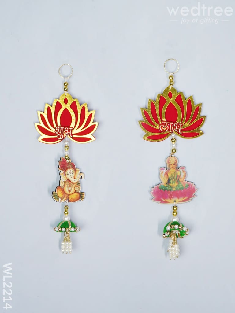 Decorative Thoran - Ganesha Lakshmi With Lotus (Set Of 2 ) Wl2214 Thorans