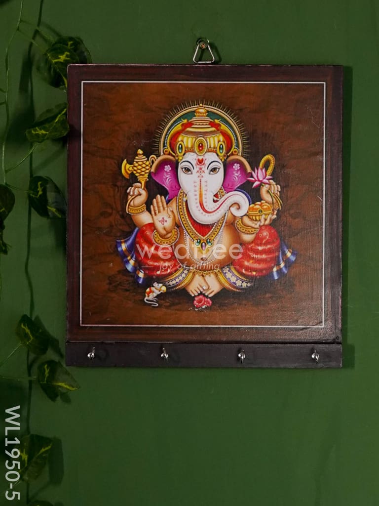 Decoupage Key Hanger (8X8) - Wl1950 Ganesha Wl1950-5 Wooden Utility