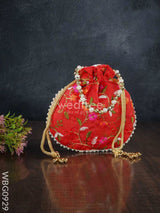 Designer Potli Bag With Floral Embroidery - Wbg0929 Bags