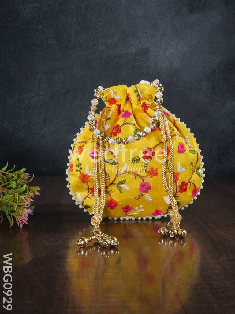 Designer Potli Bag With Floral Embroidery - Wbg0929 Bags