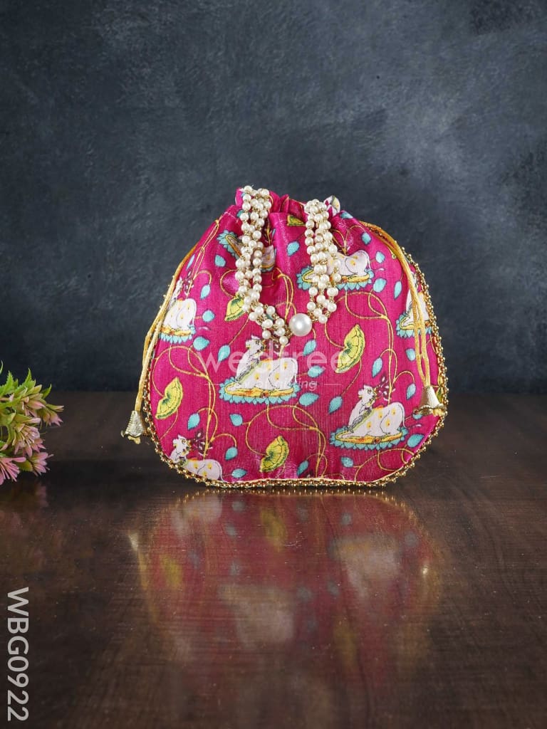 Designer Potli Bag With Pichwai Prints - Wbg0922 Bags