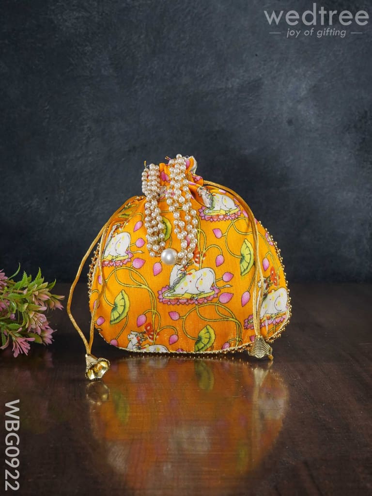 Designer Potli Bag With Pichwai Prints - Wbg0922 Bags