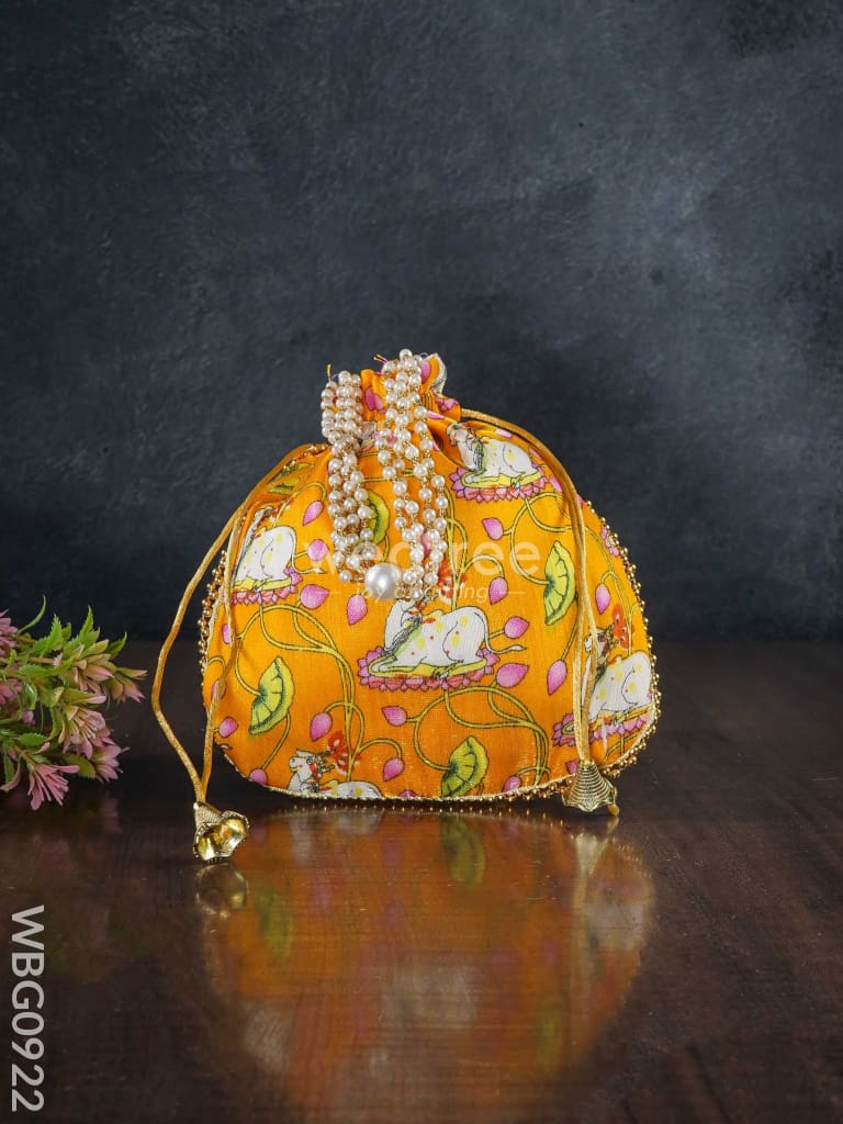 Designer Potli Bag With Pichwai Prints - Wbg0922 Bags