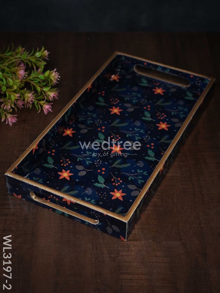 Digital Printed Floral Tray - Wl3197 Medium Wooden Trays